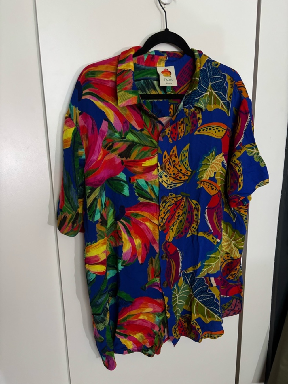 Farm Rio Men's Blue Tropical Print Short-Sleeve Shirt